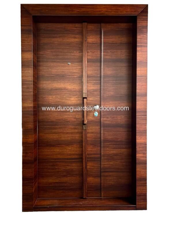 DG710 – Contemporary Wooden Finish Steel Door for Main Entrance