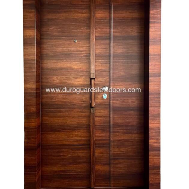 DG710 – Contemporary Wooden Finish Steel Door for Main Entrance