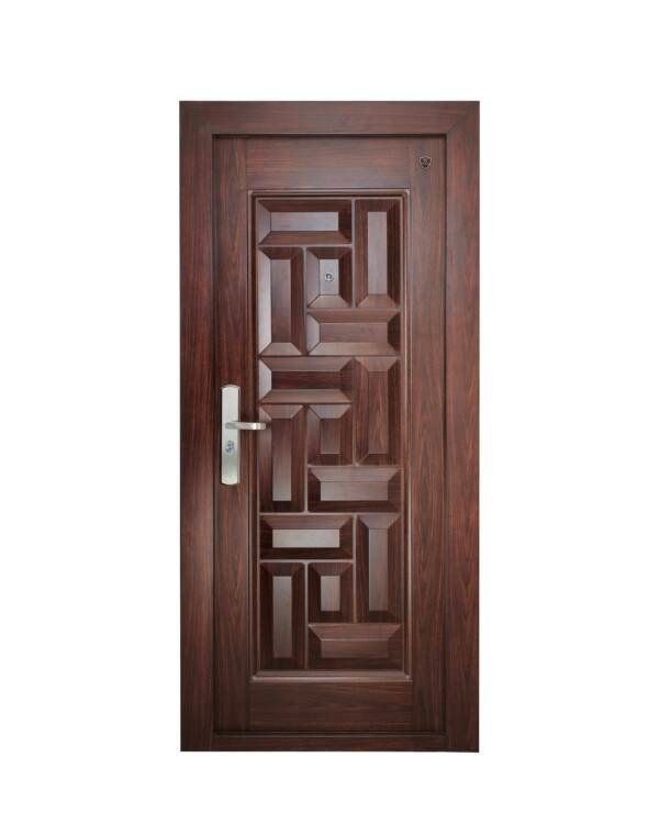 DG702 – Classic Royal Series Steel Door with Deep Carved Panel & Wood Finish