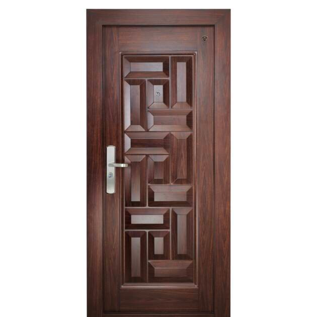 DG702 – Classic Royal Series Steel Door with Deep Carved Panel & Wood Finish