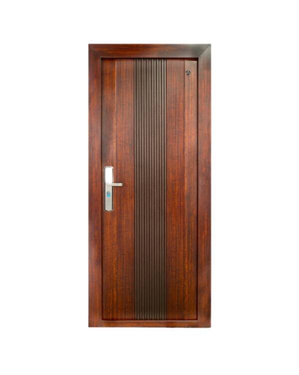 DG705 – Slimline Grooved Steel Door with Dual-Tone Wood Finish